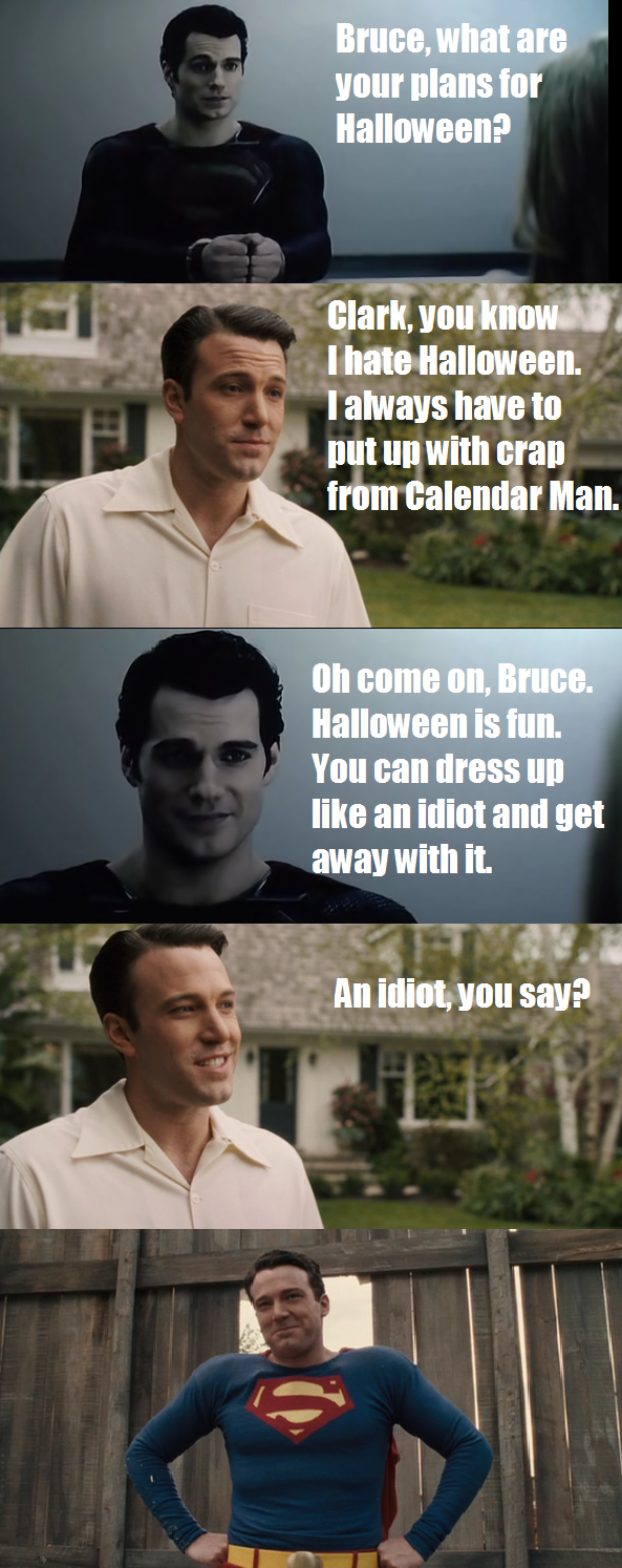 Clark gets Bruce to enjoy Halloween.