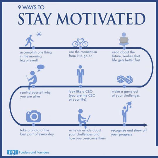 9 ways to stay motivated.