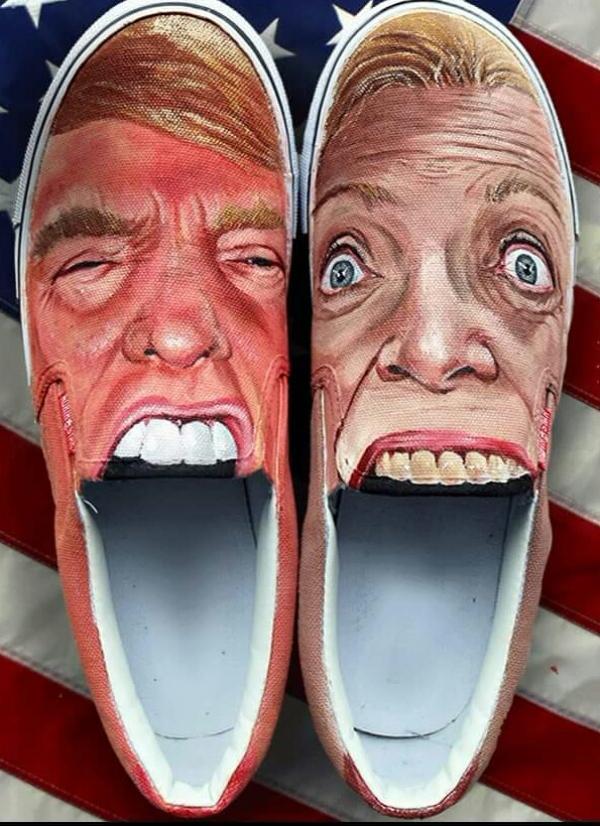 My buddy custom painted these shoes in honor of this election ‘Insert foot into mouth’