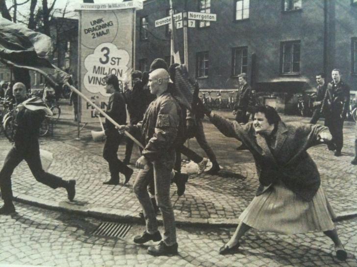 This woman, hitting a skinhead 1983