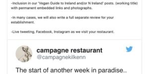 Vegan bloggers demanding free food at a Michelin star restaurant in exchange for blog posts.