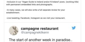 Vegan bloggers demanding free food at a Michelin star restaurant in exchange for blog posts.