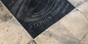 Final resting place of Stephen Hawking in Westminster Abbey. Next door to Isaac Newton.