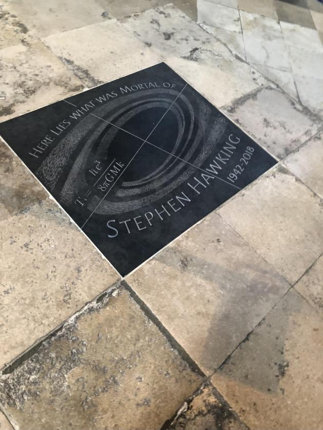 Final resting place of Stephen Hawking in Westminster Abbey. Next door to Isaac Newton.