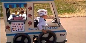 Dad turns wheelchair into Halloween costume.