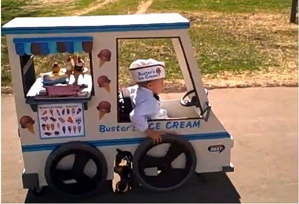 Dad turns wheelchair into Halloween costume.