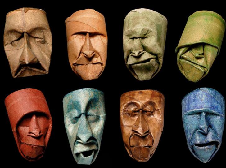 Crumpled Toilet Paper Tubes Faces