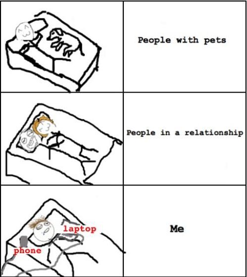 People with pets vs. People in a relationship vs. Me.