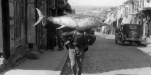 A Turkish fisherman returns with his booty, circish 1925.