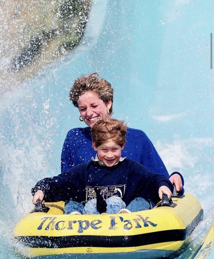 Princess Diana and Prince Harry bonding, circa 1992.