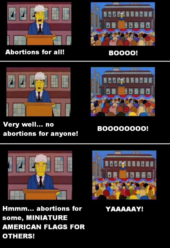 The Simpsons solve the abortion issue.