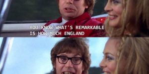 Austin Powers subtly breaking the fourth wall