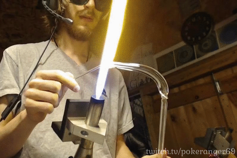 Moth commits suicide while blowing glass.