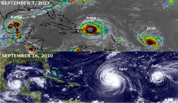 Radar images from almost exactly seven years apart.