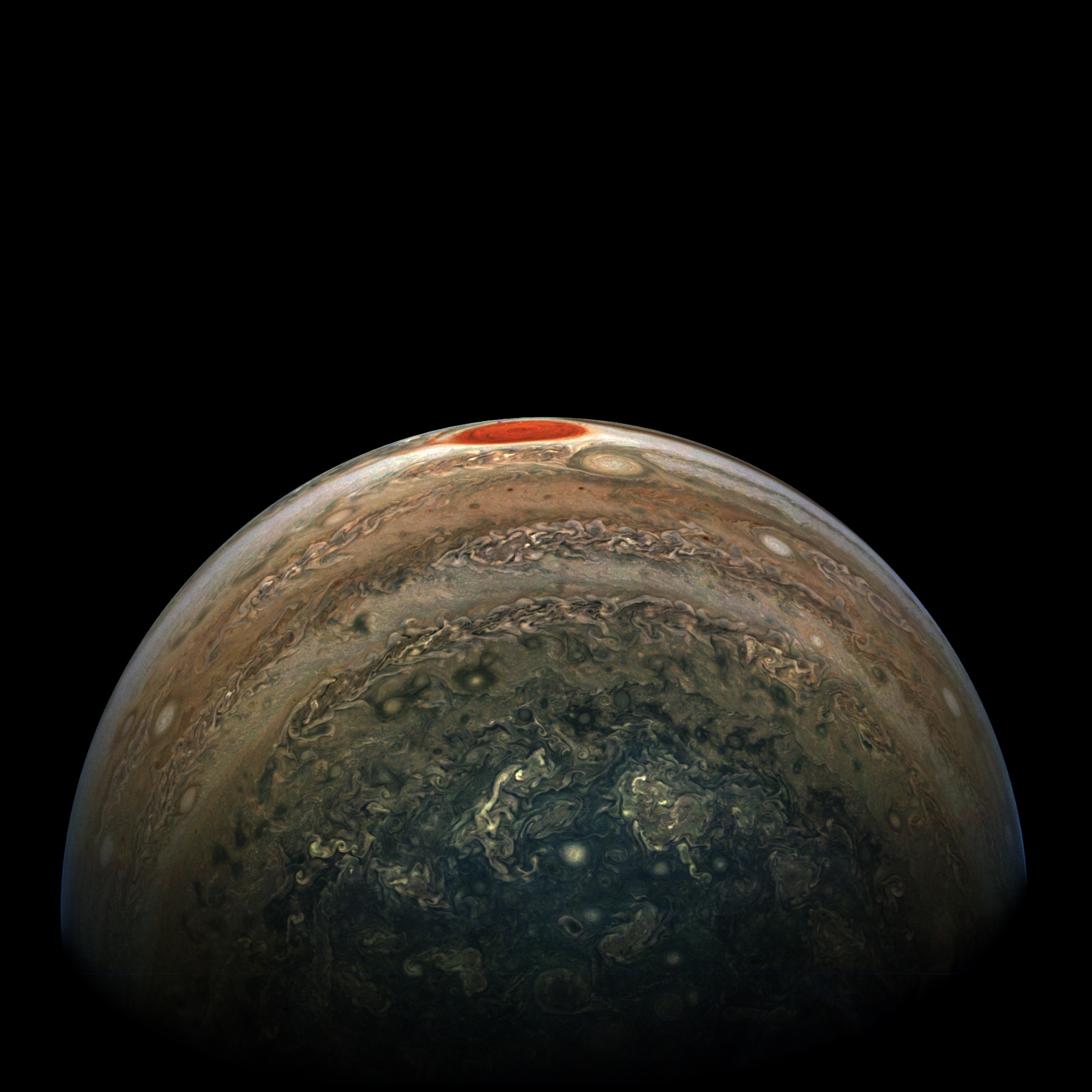 NASA's Juno spacecraft captured this view of Jupiter's red spot