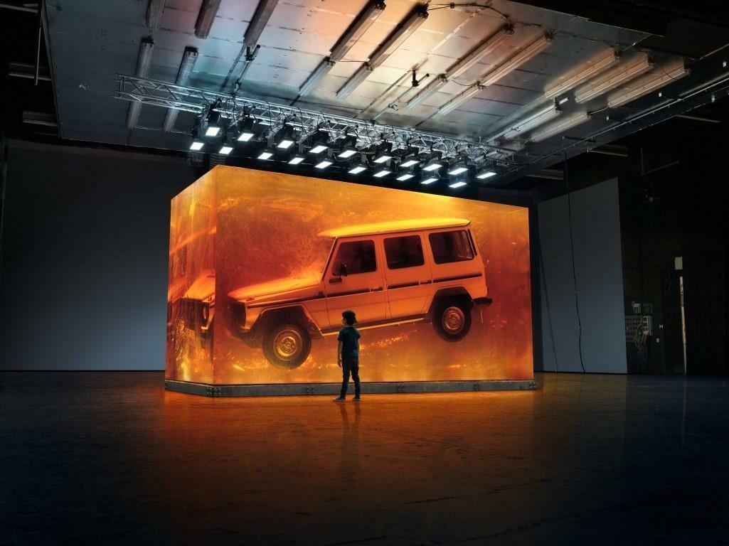 Mercedes Benz G-Class suspended in resin, for reasons...