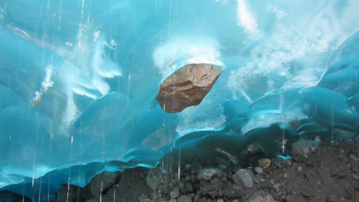 This stone in the wall of a glacial cave