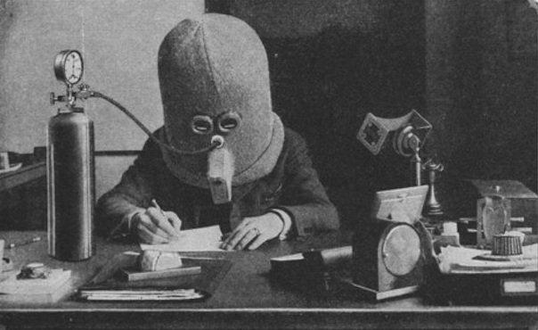 The Isolator helmet was used to help the wearer focus by rendering the wearer deaf, limiting their vision, and pumping them full of oxygen.