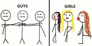 Taking a  picture – girls vs. guys.