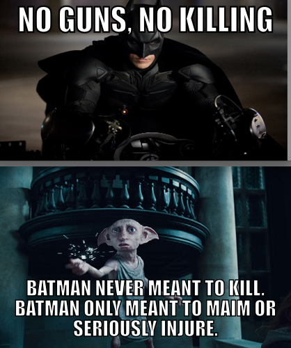 Dobby defends the Dark Knight.