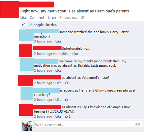 My motivation is as absent as Hermione's Parents