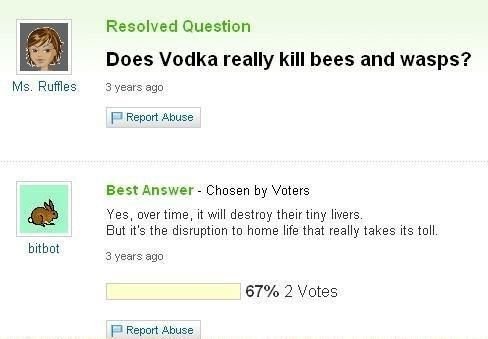 Does vodka really kill bees and wasps?