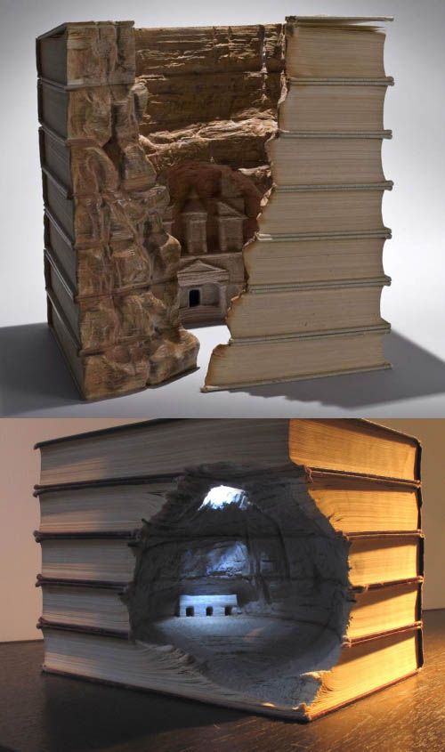 Carving books.
