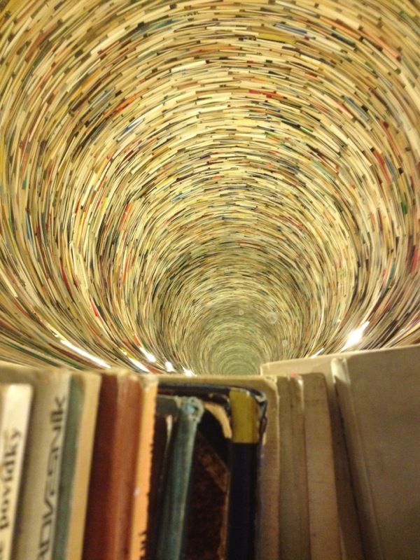 A tunnel of books.
