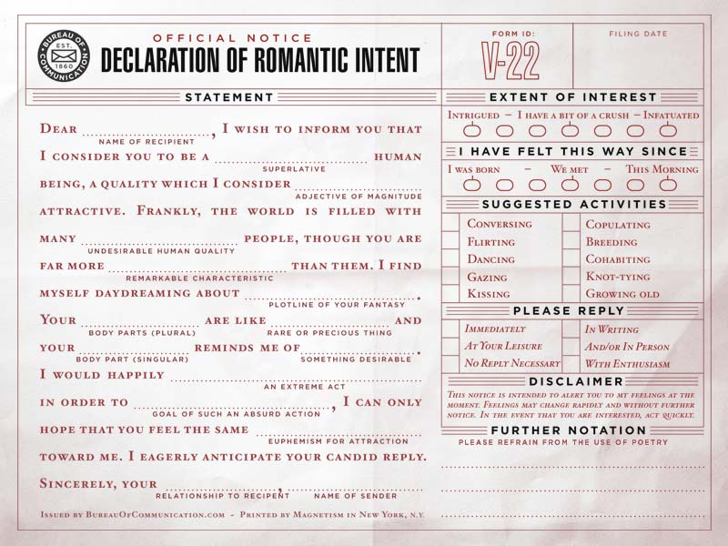 Declaration of Romantic Intent