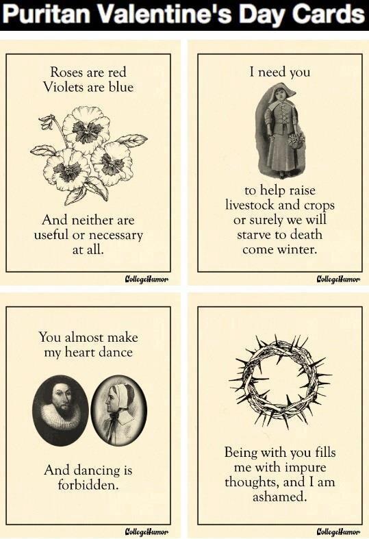 Puritan Valentine's Day Cards