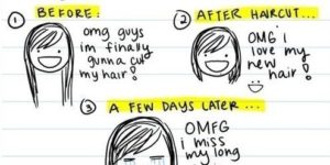 Girls and haircuts.