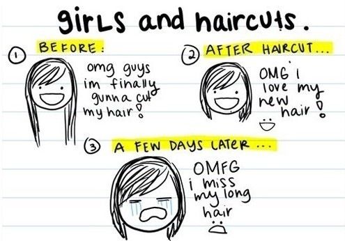 Girls and haircuts.