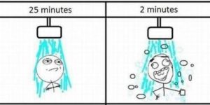 Shower = 27 minutes.