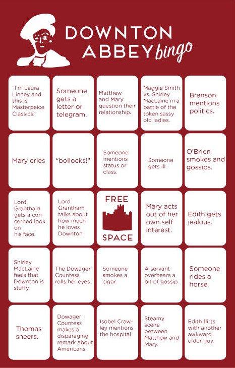 Downton Abbey Bingo