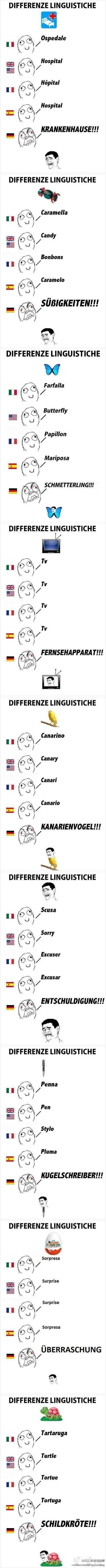 Different languages.