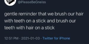 teeth stick and hair stick