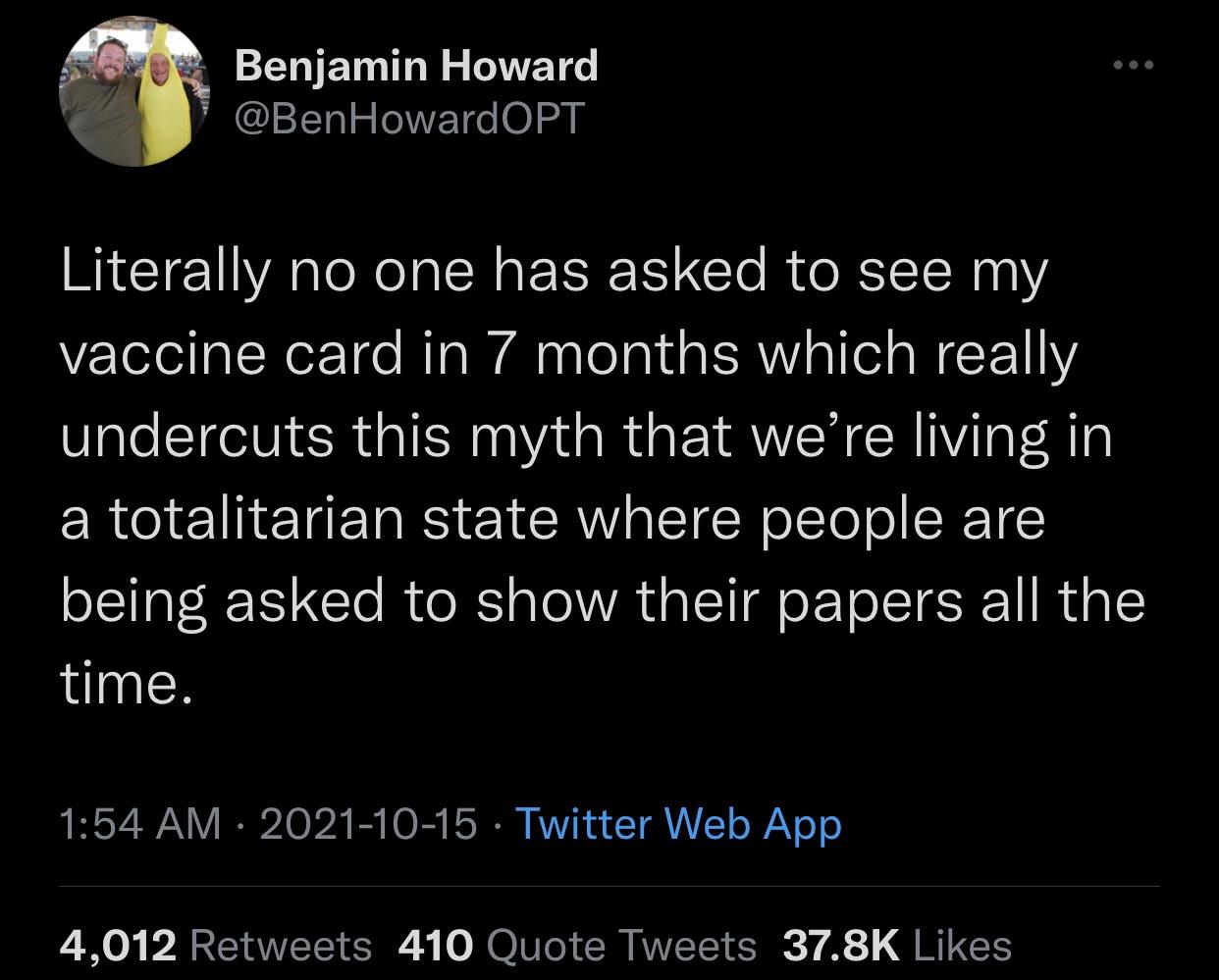 i haven't been asked to show mine either