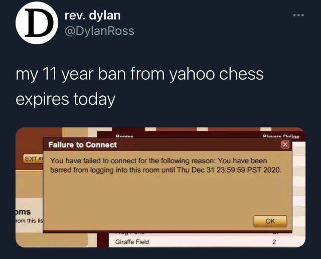 how do you get banned from yahoo chess???