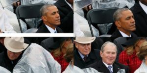 Bush battles plastic poncho