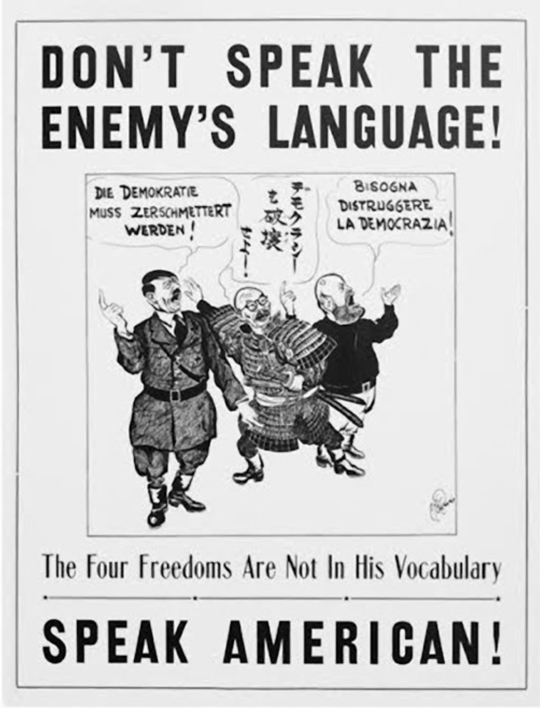 WW2-era poster urging people to speak 'American' (whatever that is...)