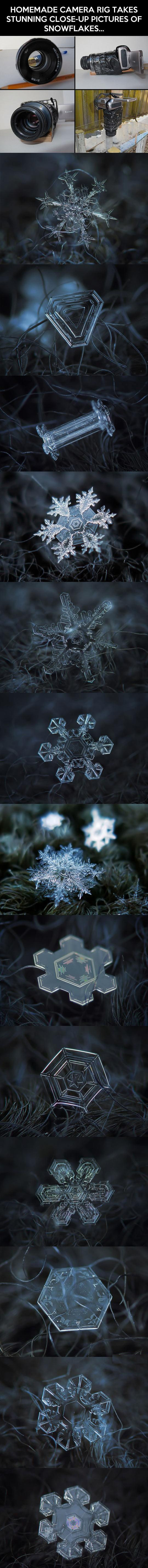 Homemade Macro Lens Takes Snowflake Closeups