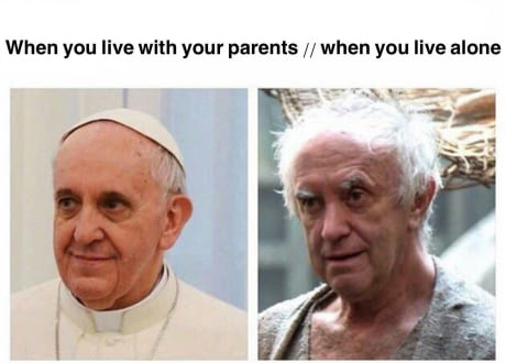 Living with parents vs living on my own.