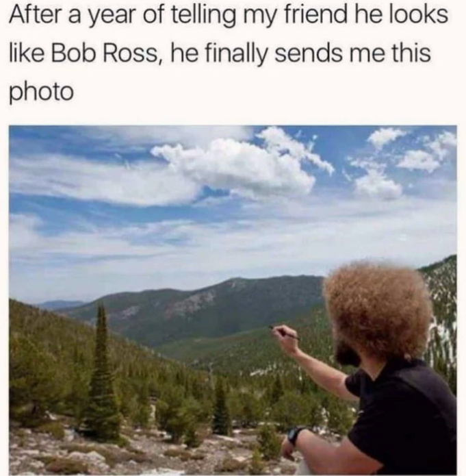 he looks like bob ross