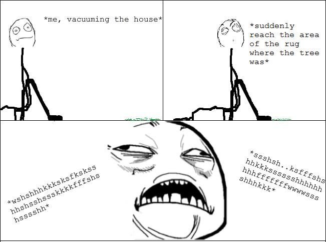 Vacuuming the house...