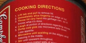 Cooking directions.