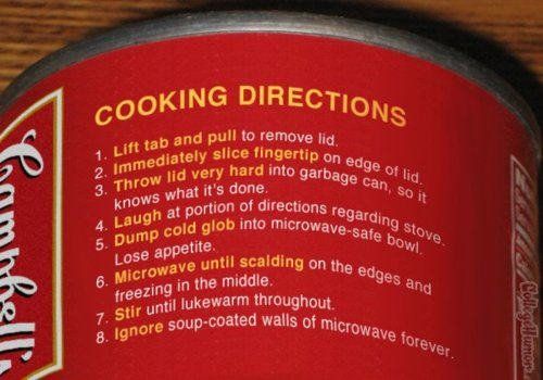 Cooking directions.
