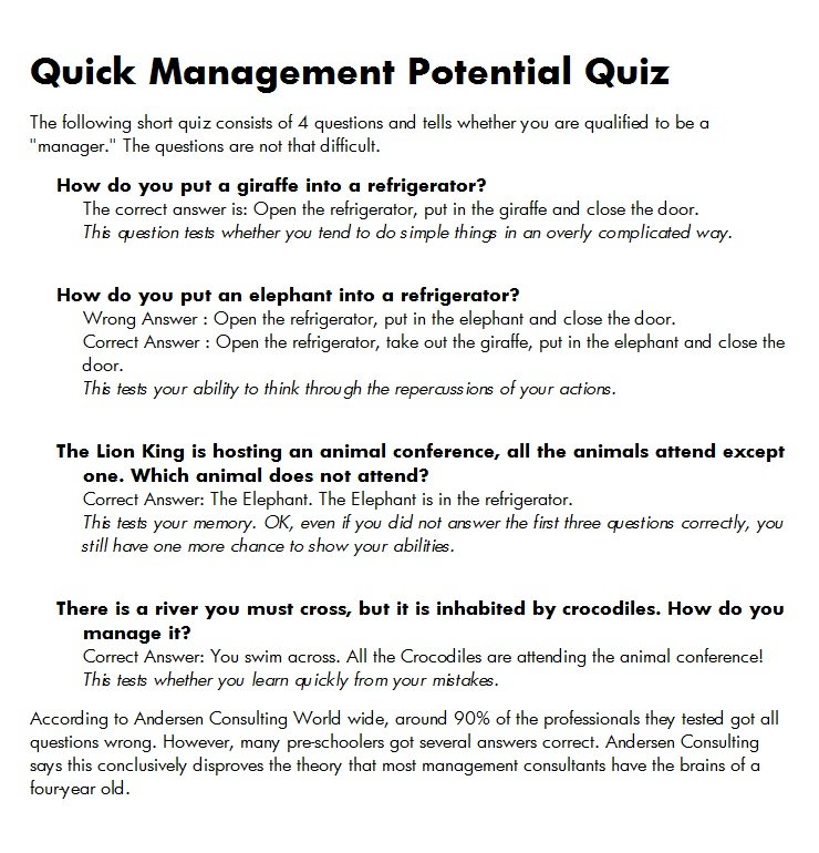 Management potential quiz.