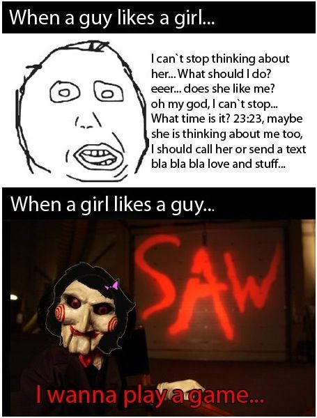 When a girl likes a guy...