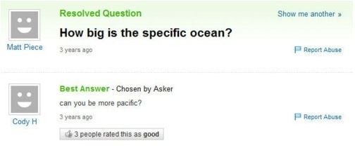 How big is the specific ocean?