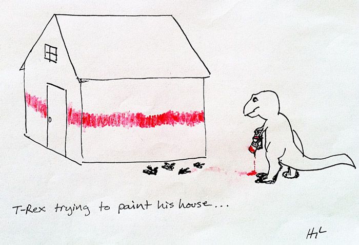 T-Rex trying to paint his house...